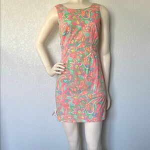 Pink Green Floral Mini Shift Dress Sleeveless Spring Summer Lilly Pulitzer Sz 00